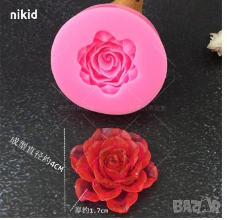 3D Дълбока роза силиконов молд форма декорация украса фондан торта мъфини и др, снимка 2 - Форми - 23034639