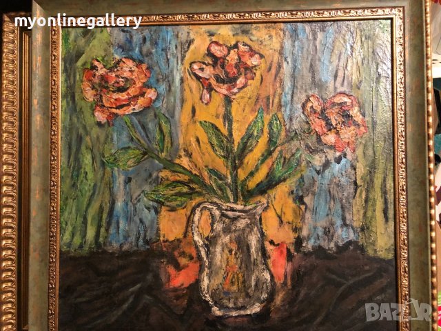 много Стара картина масло на платно