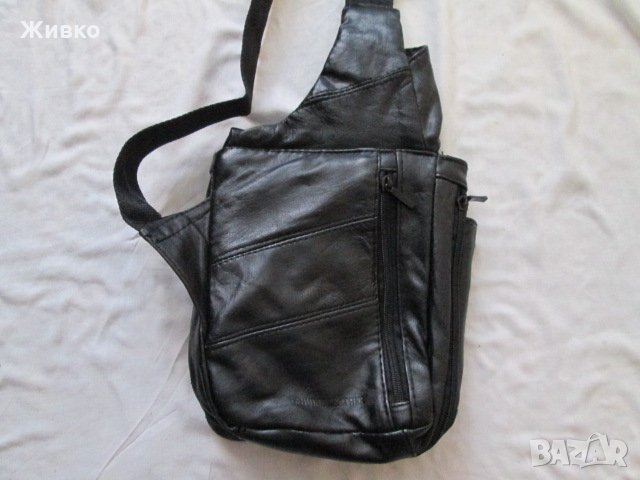 BB design черна чанта за през рамо от естествена кожа., снимка 2 - Чанти - 26230208