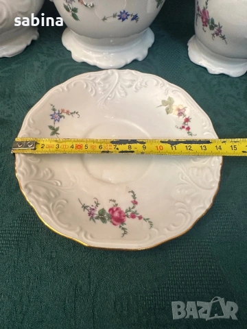 Класически полски бароков сервиз с релефни орнаменти и флорален декор, снимка 7 - Сервизи - 53387363