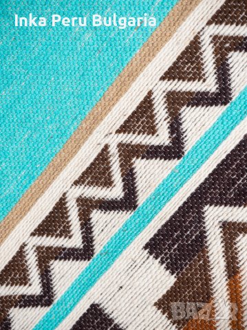  Автентичнo еквадорско унисекс пончо Мапуче, 100% вълна, тюркоазено синьо, снимка 7 - Блузи с дълъг ръкав и пуловери - 37011588