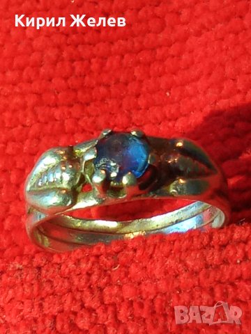 СТАР СКЪПОЦЕНЕН АР НУВО СРЕБЪРЕН САПФИРЕН ПРЪСТЕН ВИСОКА ПРОБА СРЕБРО МАЙСТОРСКА ИЗРАБОТКА 29554, снимка 4 - Антикварни и старинни предмети - 43226807