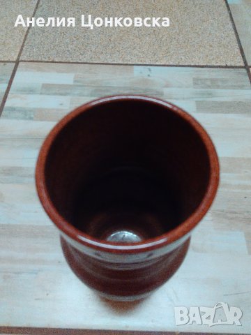 Стара керам.ваза кафяв меланж, снимка 4 - Антикварни и старинни предмети - 26913964