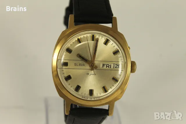 Руски Позлатен Часовник СЛАВА 26 камъка, снимка 4 - Антикварни и старинни предмети - 50078477