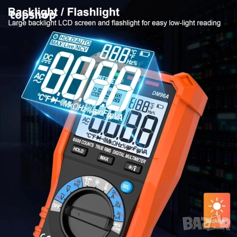 Чисто нов MESTEK DM96A мултицет с NCV функция, TRMS 6000 броя волтметър цифров тестер с автома..., снимка 2 - Гедорета - 51598434