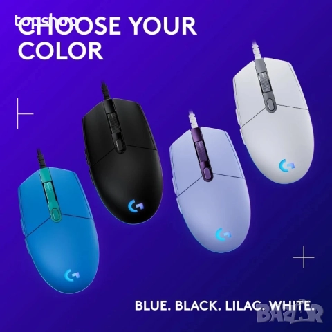 НОВА, тествана геймърска мишка Logitech G203 LightSync с кабел, 8000 DPI, Rainbow Optical Effect..., снимка 4 - Клавиатури и мишки - 51615196