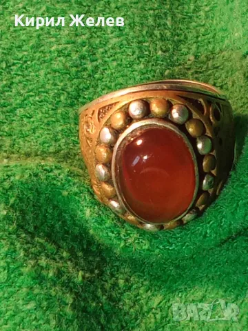 Старинен ОСМАНСКИ СРЕБЪРЕН ПРЪСТЕН СРЕБРО ВИСОКА ПРОБА с ШЛИФОВАН КАРНЕОЛ и МЕДЕН ОБКОВ 29148, снимка 18 - Антикварни и старинни предмети - 49344899