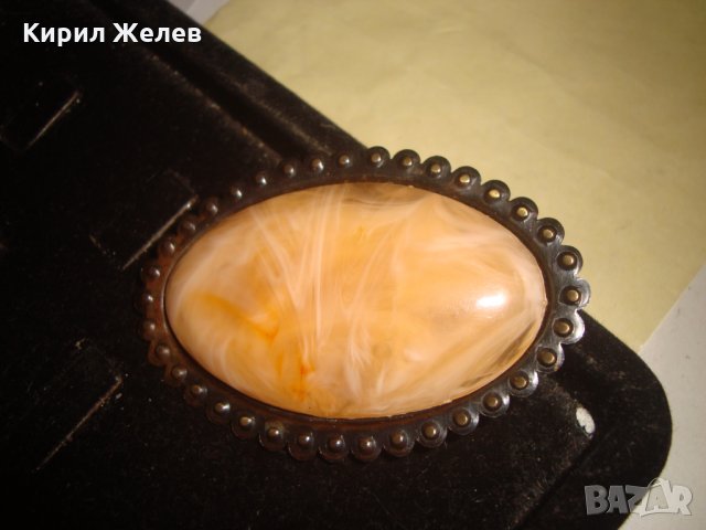 РЕТРО ВИНТИДЖ СССР БРОНЗОВА БРОШКА с КАТАЛИН 21694, снимка 3 - Антикварни и старинни предмети - 32523308