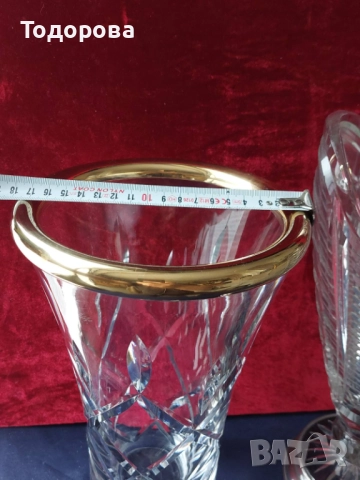 Авторски Кристални вази и кана със сребърен обков,среро 900/чаша,кана/, снимка 3 - Вази - 52017802