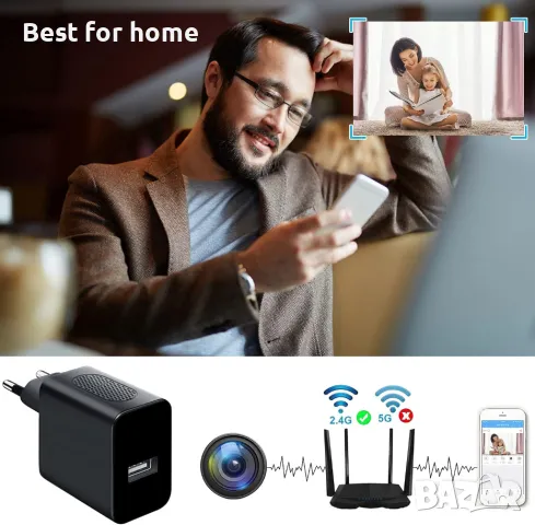 Скрита камера в зарядно с WiFi директно наблюдение и запис от Igzyz Spy Camera WiFi, снимка 5 - Камери - 49603472