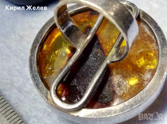 ВЕЛИКОЛЕПЕН СРЕБЪРЕН ПРЪСТЕН СРЕБРО ВИСОКА ПРОБА с ОГРОМЕН БАЛТИЙСКИ 100% НАТУРАЛЕН КЕХЛИБАР 42000, снимка 12 - Пръстени - 49913259