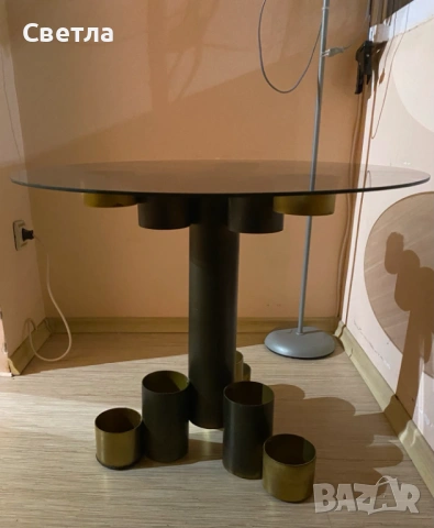 Винтидж дизайнерска маса, уникат, закупена от Франция, снимка 5 - Антикварни и старинни предмети - 53310786