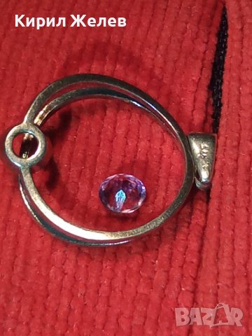 СТАР СРЕБЪРЕН АРТ ДЕКО МЕДАЛЬОН СРЕБРО 925 с ЮВЕЛИРНО ФАСЕТИРАН АМЕТИСТ 25832