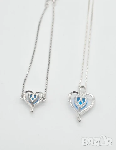 Комплект изящно сребърно Колие и Гривна със Сърце проба 925 и Цирконий, снимка 4 - Бижутерийни комплекти - 51114361