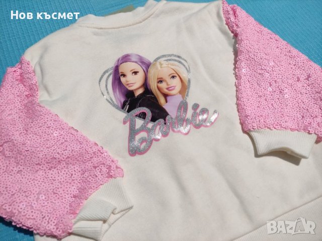 Детска жилетка H&M с принт Barbie, 104см, снимка 3 - Детски пуловери и жилетки - 43874648