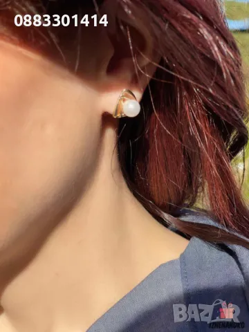 Обеци Перла Златисти , снимка 6 - Обеци - 47461297
