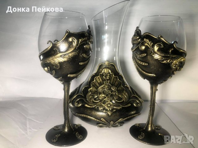 Декантер с две чаши, снимка 3 - Сервизи - 33293675