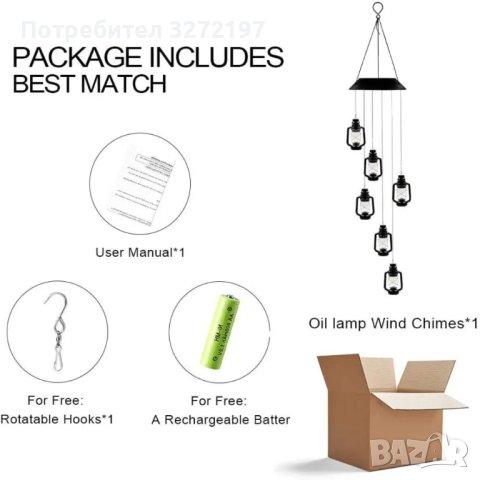 LED соларна светлини с висящи ретро лампи ,водоустойчиви, снимка 5 - Соларни лампи - 43683636