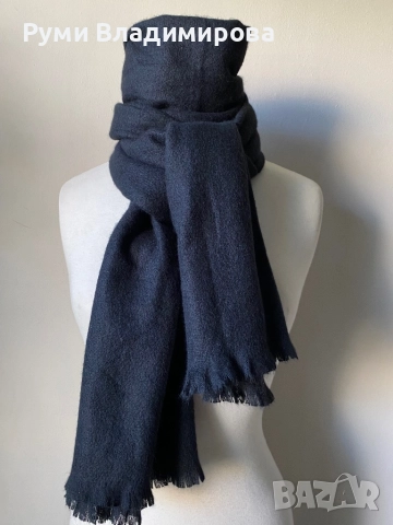 Голям, черен шал тип одеало, снимка 4 - Шалове - 52788527