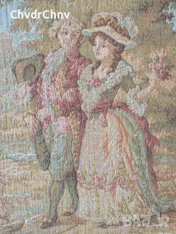 дървена рамка 26х25см/малък стар френски гоблен/барокова картина, снимка 2 - Гоблени - 51535239