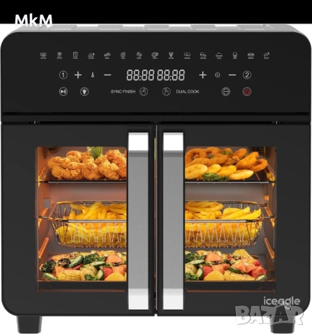 Фритюрник с горещ въздух 23L с двойна зона - XXL фритюрник с френска врата, снимка 4 - Фритюрници - 52967884