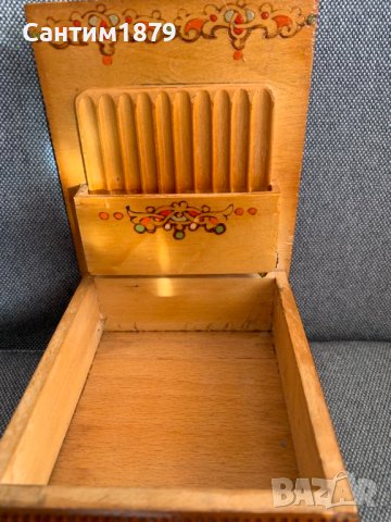 Българска дървена пирографирана етно кутия за цигари-5, снимка 2 - Антикварни и старинни предмети - 43996265