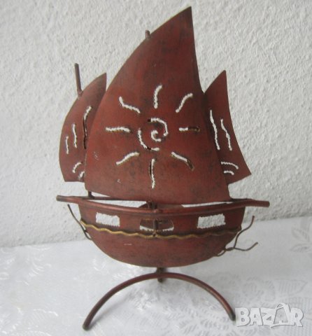 Кораб Стар свещник за 1 свещ, морска декорация, желязо, снимка 1 - Декорация за дома - 28871655