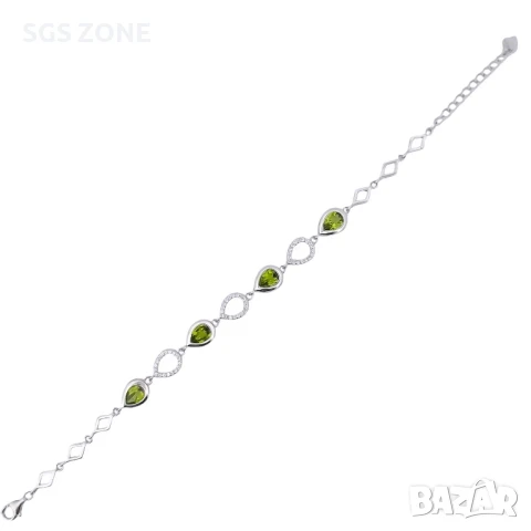 гривна от сребро 925 с перидот, снимка 5 - Гривни - 51264535