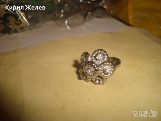 КРАСИВ ПОСРЕБРЕН ФЛОРАЛЕН КРИСТАЛЕН ФЕШЪН АРТ ПРЪСТЕН РЕГУЛИРУЕМ МОДЕЛ 18621, снимка 6 - Пръстени - 37420245