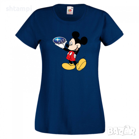 Дамска тениска Mickey Mouse Subaru .Подарък,Изненада,, снимка 5 - Тениски - 36529158