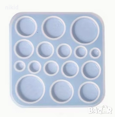8 размера плосък кръг кръгче кръгчета кръгове силиконов молд форма фондан смола шоколад декор бижу, снимка 3 - Форми - 53479929