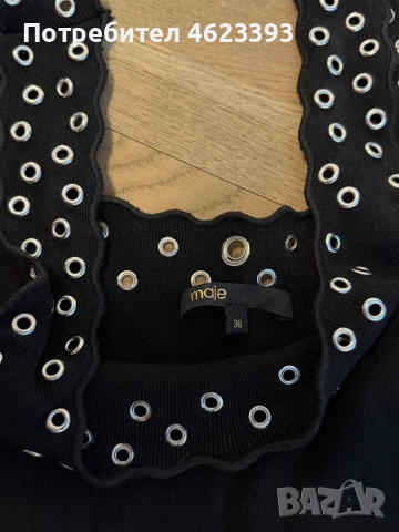 Черна рокля Maje, снимка 8 - Рокли - 52423405
