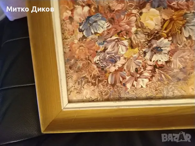 Картина масло подписана Исаева 25х 25см вътре 178х178мм картината, снимка 7 - Картини - 49171698