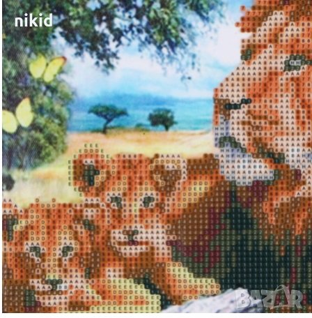 Лъвове семейство лъв 5D диамантен гоблен картина мозайка за направа по схема с камъчета, снимка 2 - Гоблени - 32691415