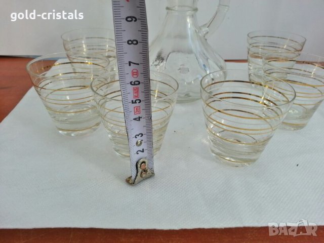 ретро стъклени чаши чашки и каничка , снимка 3 - Антикварни и старинни предмети - 26675138