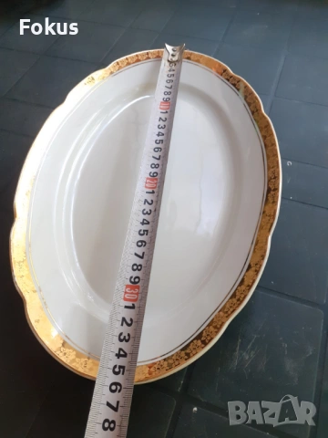 Български порцелан Китка Нови Пазар плато позлата, снимка 6 - Антикварни и старинни предмети - 53294949