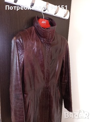 Кожено манто с подплата, Овча кожа, Размер 40 / М, цвят бордо