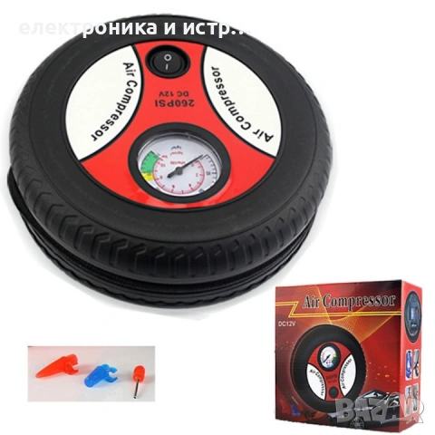 Компресор за гуми за кола, 260 PSI, 12 V , снимка 2 - Вулканизатор, баланс на гуми - 53350226