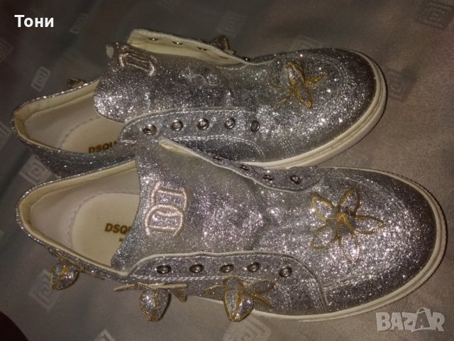 Спортно елегантни сребърни обувки Dsquared2, снимка 2 - Дамски елегантни обувки - 28913400