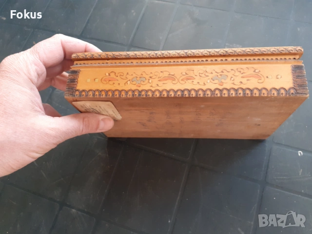Стара дървена кутия цигаретник, снимка 4 - Антикварни и старинни предмети - 53282986