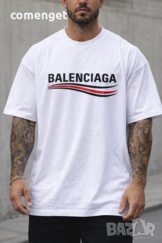 ОВЪРСАЙЗ тениски БАЛЕНСИАГА BALENCIAGA принт, 2 цвята! Или с ТВОЯ идея!, снимка 2 - Тениски - 53391441