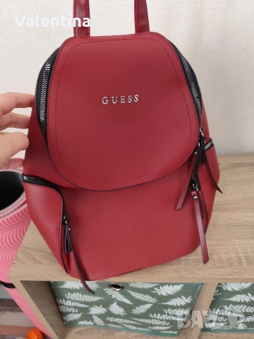 Червена кожена раница , снимка 5 - Раници - 53019213