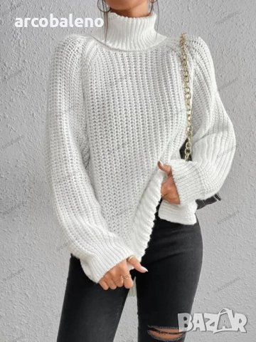 Ликвидация! Дамски ежедневен, свободен пуловер с висока яка, 5цвята - Доставка 24 часа , снимка 3 - Блузи с дълъг ръкав и пуловери - 43451433