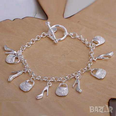 Сребърна дамска гривна , снимка 1