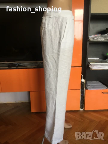 Дамски ленен панталон Benetton, размер 42, снимка 3 - Панталони - 50686415