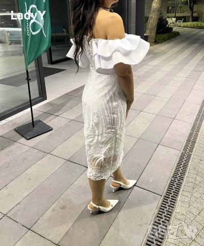 Елегантна бяла рокля, снимка 2 - Рокли - 51795961