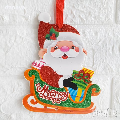 2556 Коледна украса за стена Камбанки Merry Christmas, 13см, различни модели, снимка 2 - Декорация за дома - 35072107