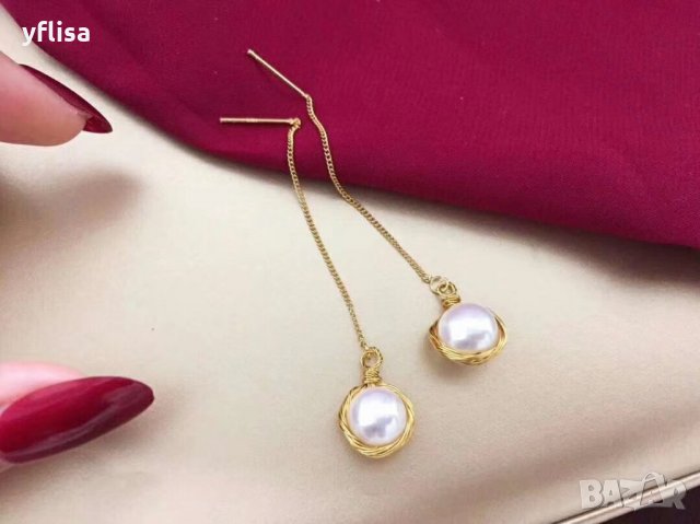 Обици с естествени перли, снимка 2 - Обеци - 28486557