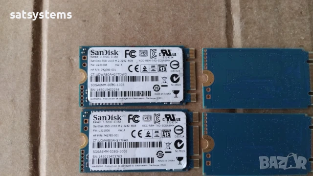 4бр.SanDisk SDSA6MM-008G-1006 SSD U110 M.2 2242 8GB SATA 6.0Gbps, снимка 6 - Твърди дискове - 51050592