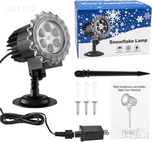 LED прожектор на снежинки Snowflake Lamp коледна светлина IP44 Led декорация